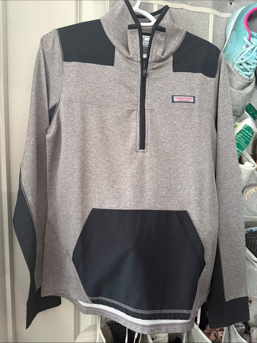 Vineyard Vines Women’s Gray and Black Half-Zip Pullover